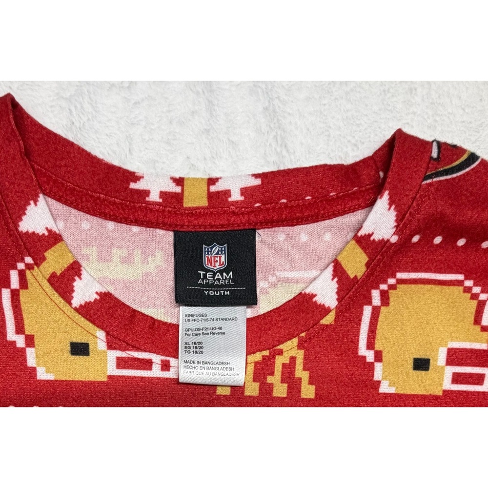 Youth XL San Francisco 49ers Logo Allover Print NWT Long Sleeve Pajama Top - Picture 8 of 8